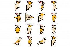 Woodpecker icons set vector flat Product Image 1
