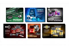 Sports Supplements Promotional Posters Set Vector Product Image 1