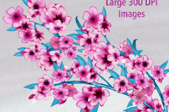 WATERCOLOR CHERRY BLOSSOMS Clipart Commercial Use Pink Wedding Flowers Petals Spring Flower Bouquets Sakura Floral Wreath Graphics Product Image 5