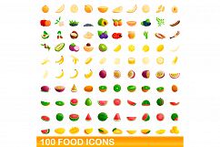 100 food icons set, cartoon style Product Image 1