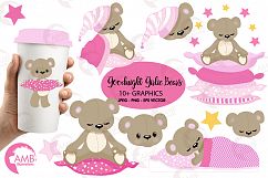 Teddy bear, nursery, baby girl, baby pink bear, clipart, graphics, llustrations AMB-981 Product Image 1
