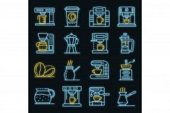 Coffee maker icons set vector neon Product Image 1