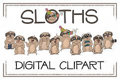 Animal Clipart-Sloth Clipart-Emotions Clipart-Cartoon-Sticker Clipart-Digital-Sloth-Sloth Art-Funny-Digital Sloth-Sloth Drama-Commercial Product Image 1