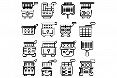 Deep fryer icons set, outline style Product Image 1