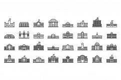 Parliament building icons set, outline style Product Image 1