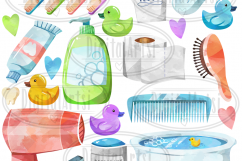 Watercolor Bathroom Supplies Clipart Product Image 2