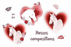 Horses, flowers &amp; love – Vector Paper Art Style Product Image 3