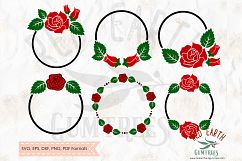 Circle monogram rose bundle in SVG,DXF,PNG,EPS,PDF format Product Image 1