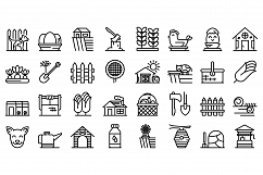 Village icons set, outline style Product Image 1