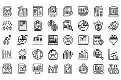 Result money icons set, outline style Product Image 1