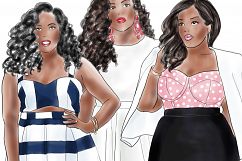 Fashion illustration clipart - Curvy Girls - Dark skin Product Image 2