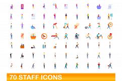 70 staff icons set, cartoon style Product Image 1