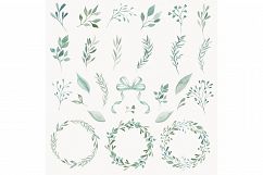 Watercolor green leaves clip arts Product Image 2