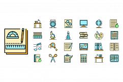 Homework icon set line color vector Product Image 1