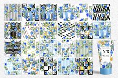 Ornament of blue flowers PNG watercolor set Product Image 5