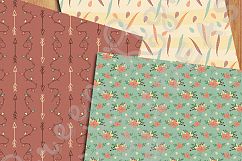 Fall Digital Papers, Pumpkins Backgrounds, Fall Floral Papers Product Image 3