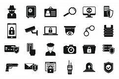 Security service icons set, simple style Product Image 1