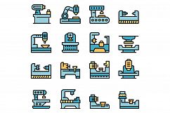 Lathe icons set vector flat Product Image 1