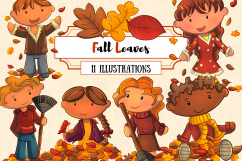 Kids Playing in Fall Leaves Collection Product Image 1