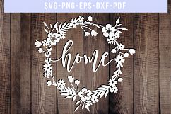 Home Wreath SVG Cut File, Laurel Papercut, DXF, PDF, PNG Product Image 1