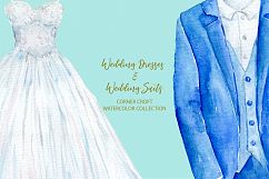 Watercolor wedding outfit on hangers and cloth hooks Product Image 7