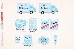 Collection of shipping and fast delivery icon graphics pink and blue. Track orders set for manage your shop, stickers, shop and blog graphics. Product Image 2