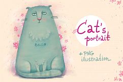 Cat&#039;s portrait PNG illustration Product Image 1