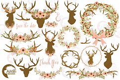 Rustic Antlers and  Florals cliparts, graphics and illustrations AMB-1483 Product Image 5