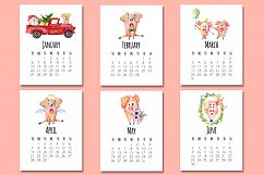 Calendar template  for 2019 Year with cute cartoons pigs Product Image 4