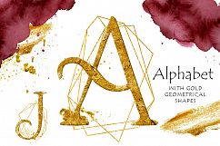Burgundy &amp; Gold Watercolor Graphic Set Product Image 2