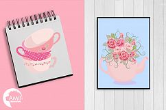 Teacups and Tea Pots in pink cliparts, graphics, illustrations AMB-961 Product Image 2