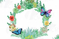 Watercolor succulent wreath, valentine clip art pack, flowers and succulent wreath. Eps, valentine png, jpg, svg, vector files included Product Image 3