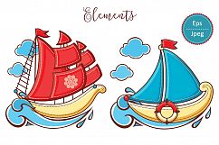 Marine and nautical decor.  Underwater life. Sea ornament. Eps, Png, Jpeg.  Product Image 20