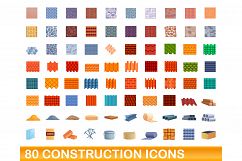 80 construction icons set, cartoon style Product Image 1