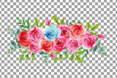 Boho pink and blue watercolor wedding bouquets, floral png Product Image 11