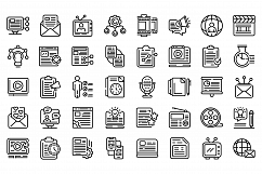 Social project icons set, outline style Product Image 1