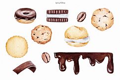 Chocolate &amp; Biscuits watercolor food clipart Product Image 2