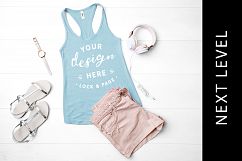 Blue Cancun Next Level 1533 Tank Top Mockup Vest Flat Lay Product Image 1