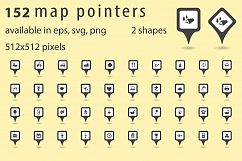 152 map pointer icons. Square and rhombus shapes Product Image 1