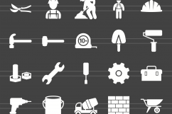 76 Construction Glyph Inverted Icons Product Image 2