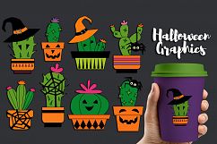 Cute Cactus Halloween Clip art Graphics and Illustrations Product Image 1