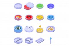 Petri dish icons set, isometric style Product Image 1