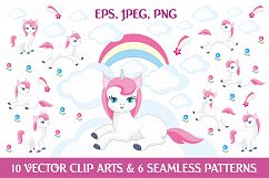 Magic unicorns. Vector elements and patterns. Product Image 1