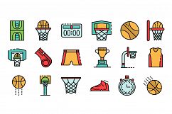 Basketball equipment icons set vector flat Product Image 1
