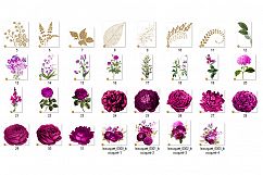 Magenta and Gold Floral Clipart Product Image 3
