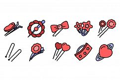 Barrette icons set vector flat Product Image 1