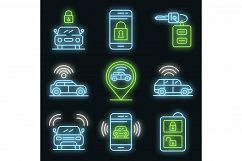 Car alarm system icons set vector neon Product Image 1