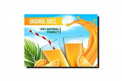 Orange Juice Fresh Drink Promotional Poster Vector Product Image 1