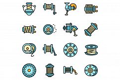 Fishing reel icons set vector flat Product Image 1