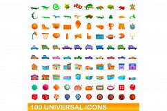 100 universal icons set, cartoon style Product Image 1